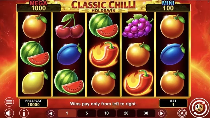 Classic Chilli Hold & Win - rrotulla 5x3 me simbolet e specave djegës